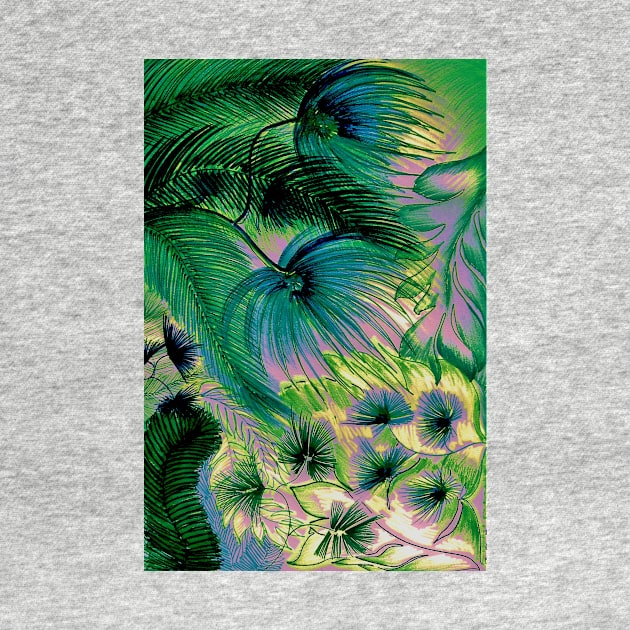 TROPICAL PASTEL ART  MIAMI FERNS FLOWERS PALM  DECO PRINT by jacquline8689